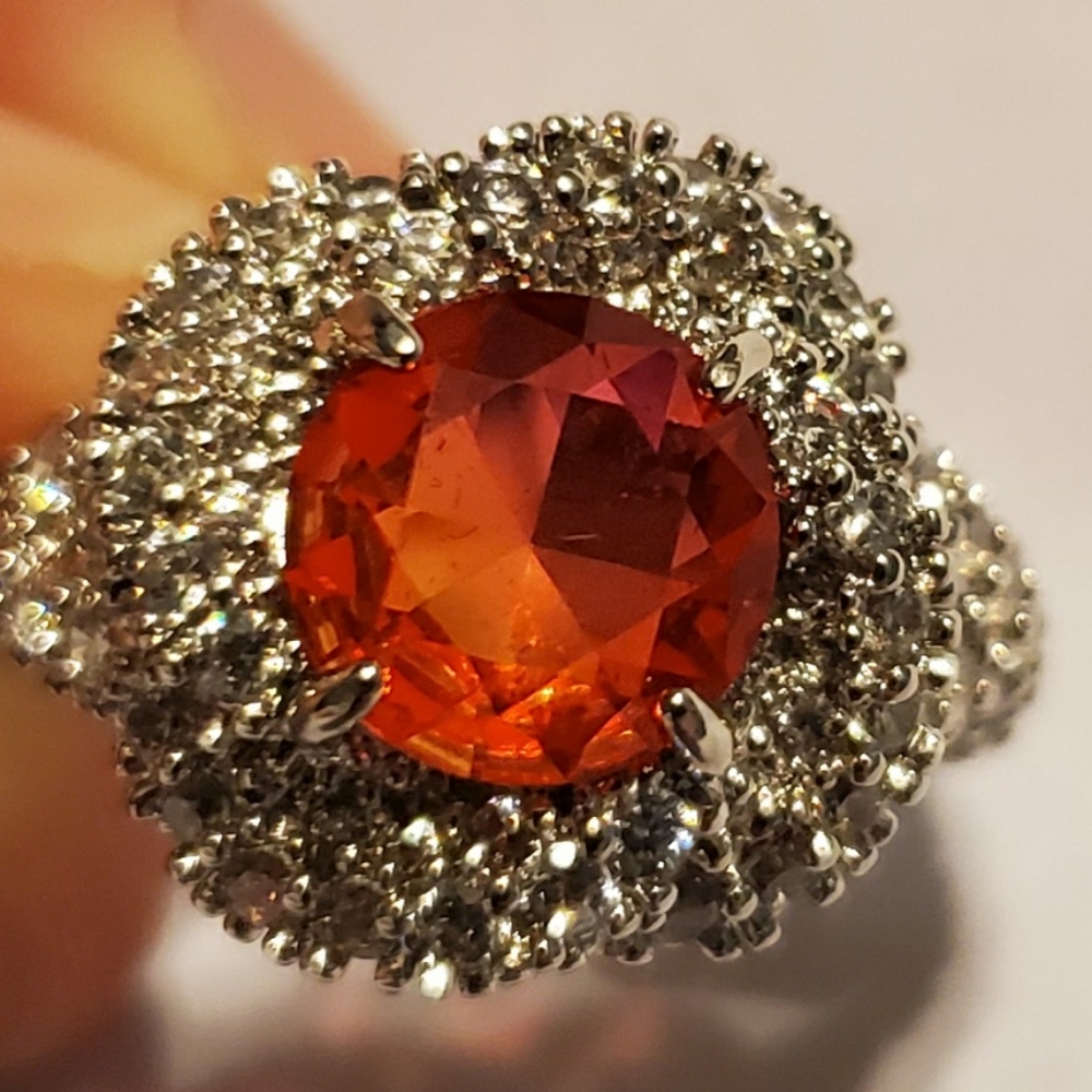 Passion fruit ombre crystal ring size 7